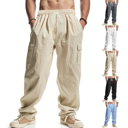 Herren Weit geschnittene Cargo-Hose aus leichtem Ripstop mit elastischem Bund und Klappentaschen Drune