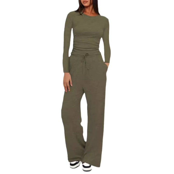 Damen Relax-Freizeithose mit extra weitem Bein, elastischem Bund und Kordelzug Drune