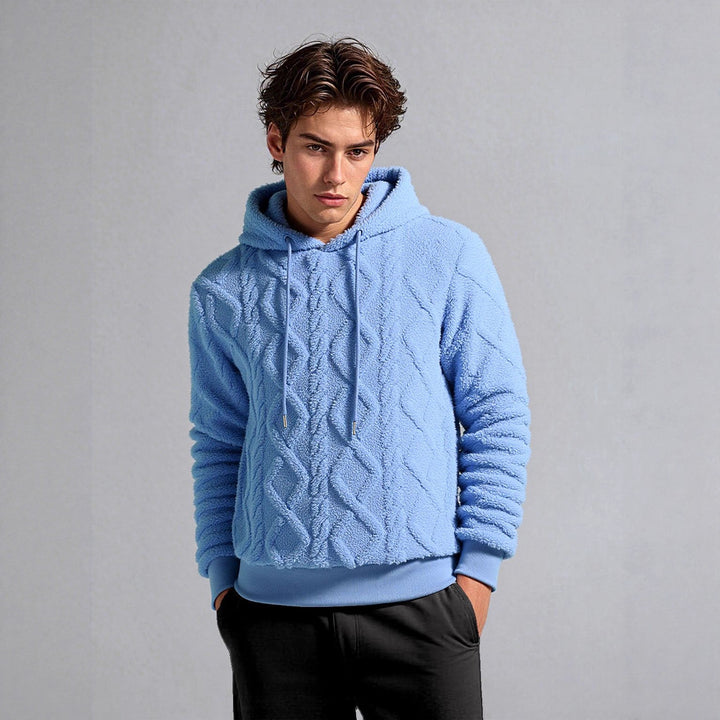 Herren Teddy-Fleece-Hoodie mit diamantstruktur, gefütterter Kapuze und weichen Rippbündchen Drune