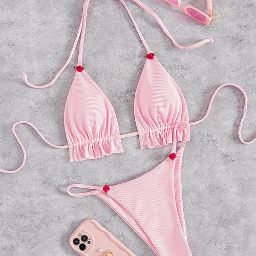 Damen Triangel-Bikini mit verspielt gerafftem Schnitt Drune