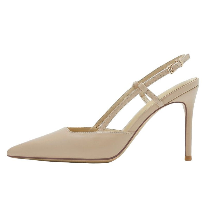 Damen Minimalistische spitz zulaufende Slingback-Pumps mit feinem Knöchelriemen und gepolstertem Komfortfußbett Drune
