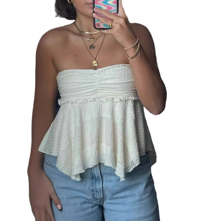 Damen luftiges Top mit Rüschendetail Drune
