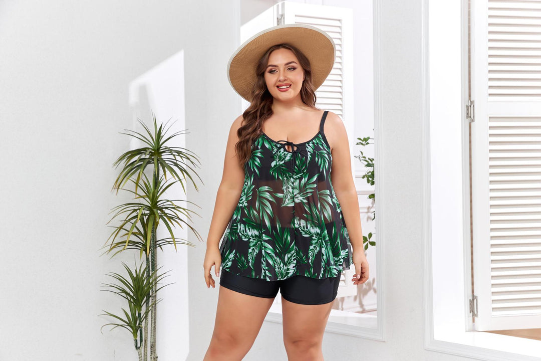 Damen Tankini-Set mit floralem Oberteil und eleganten Shorts Drune