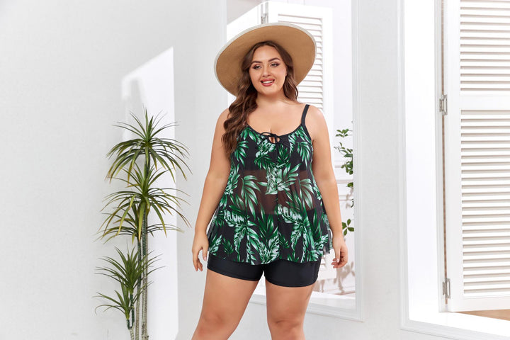 Damen Tankini-Set mit floralem Oberteil und eleganten Shorts Drune