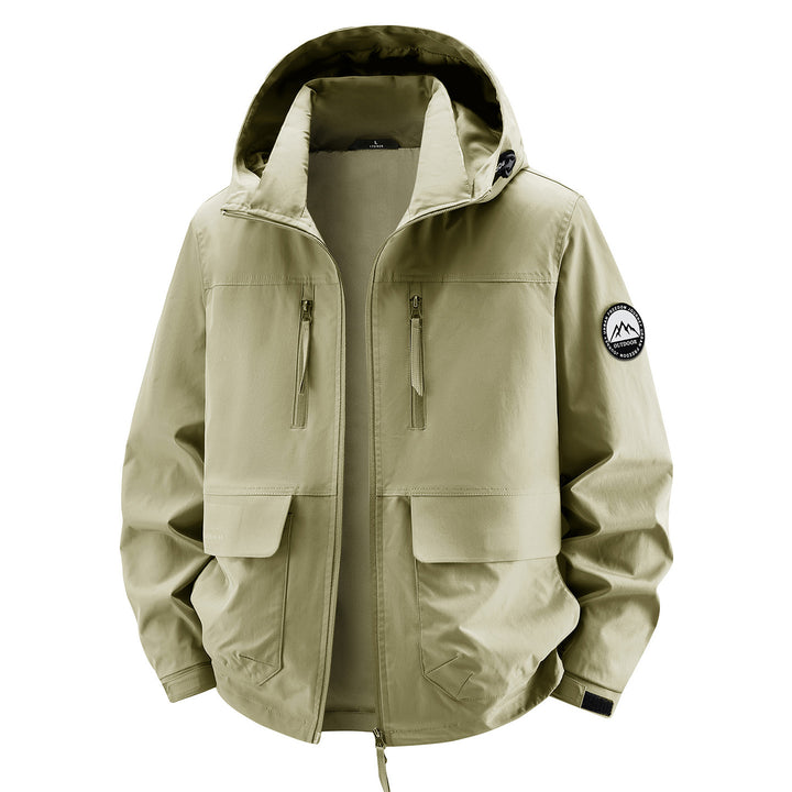 Herren Technische Kapuzen-Fieldjacke mit wasserabweisender Membran und Mehrfachtaschen Drune