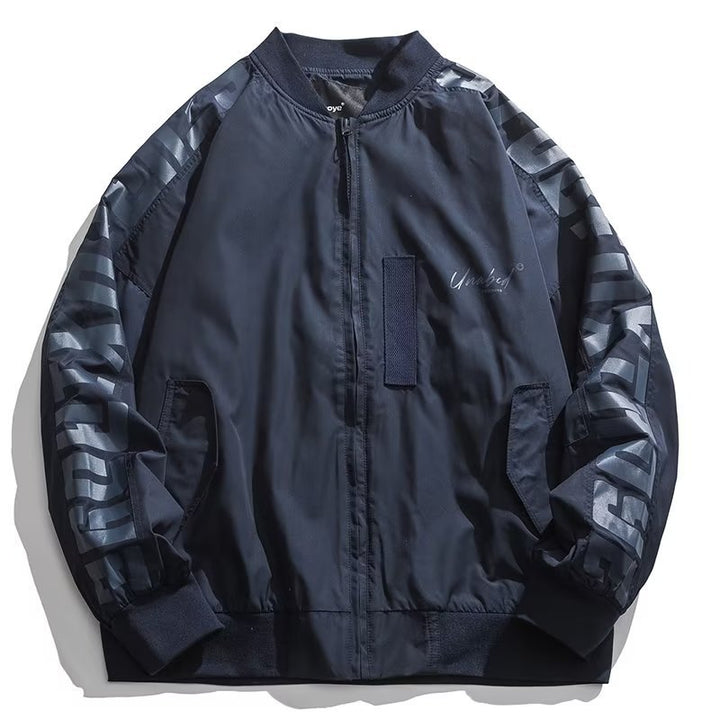 Unisex Leichte Oversize-Bomberjacke aus Nylon mit reflektierenden Ärmeln und Rippbündchen Drune