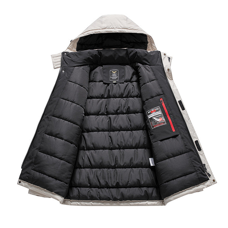 Herren Isolierter Field-Parka mit Kapuze, Mehrfach-Utility-Taschen und winddichter Shell Drune