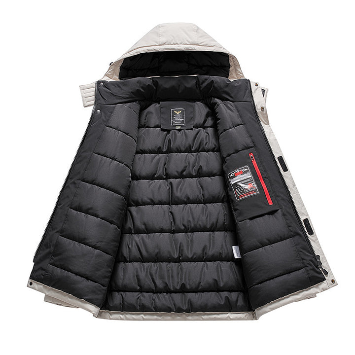 Herren Isolierter Field-Parka mit Kapuze, Mehrfach-Utility-Taschen und winddichter Shell Drune