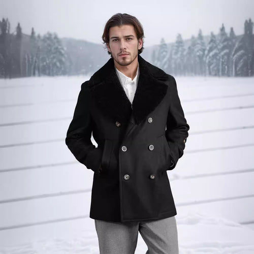 Herren modische Dufflejacke mit weichem Kragen und praktischen Taschen Drune