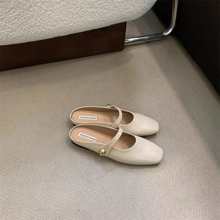 Damen Stilvolle Ballerinas mit glänzendem Obermaterial und eleganter Schnalle Drune