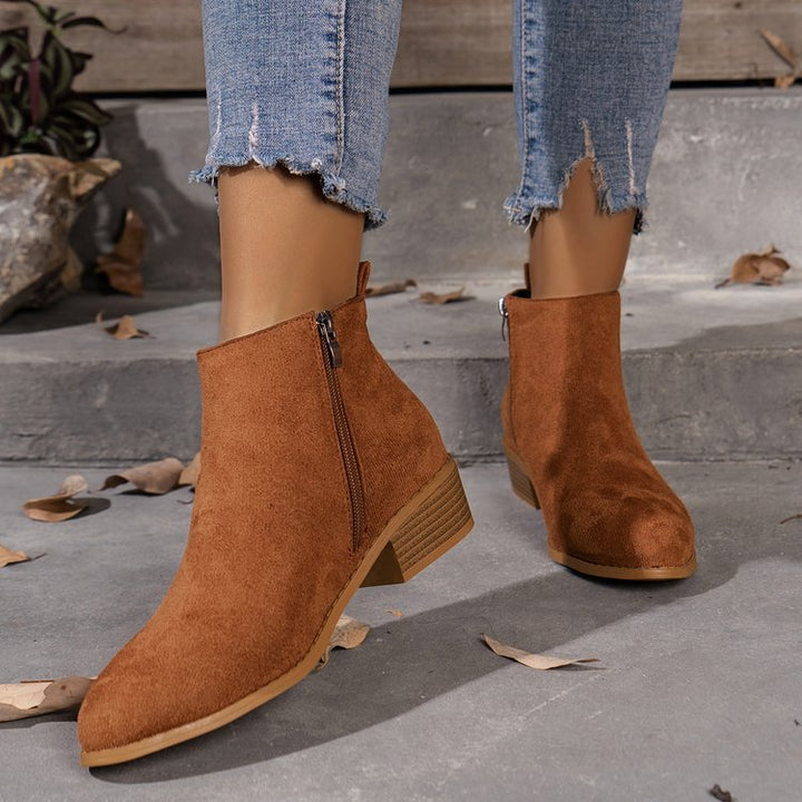 Damen Stiefeletten mit elegantem Reißverschluss und komfortablem Blockabsatz Drune
