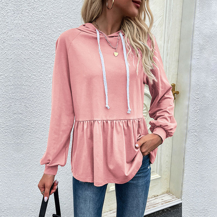 Damen Kapuzen-Sweatshirt mit geraffter Taillenstufe und Babydoll-Silhouette Drune