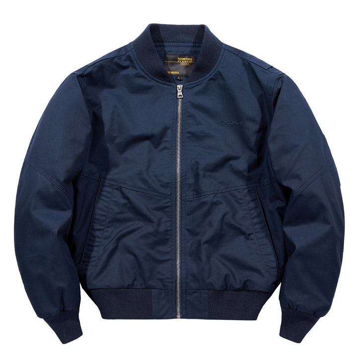Men's  water-resistant commuter bomber jacket with metal front zip ribbed trims and angled welt pockets Drune