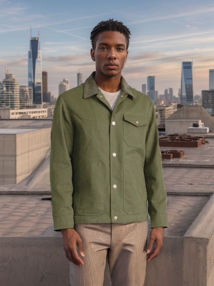 Herren lässige Baumwolljacke im Worker-Stil Drune
