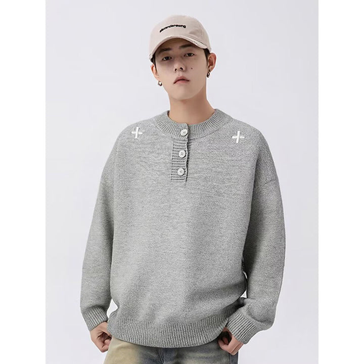 Herren Trendiger Pullover mit Knopfdetails Drune