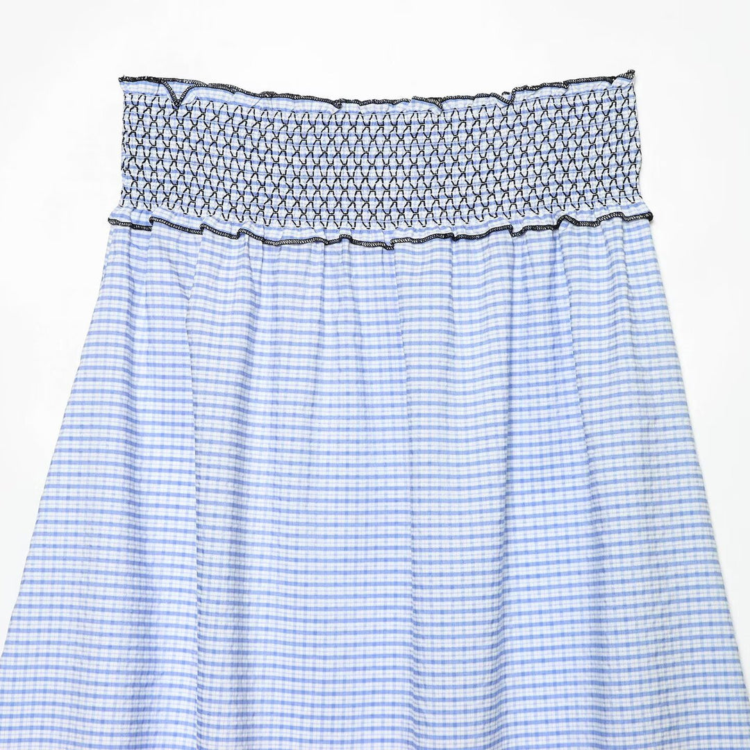 Damen Ärmelloses Maxikleid mit Smokoberteil und floraler Stickerei am Saum Drune