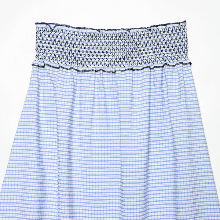 Damen Ärmelloses Maxikleid mit Smokoberteil und floraler Stickerei am Saum Drune