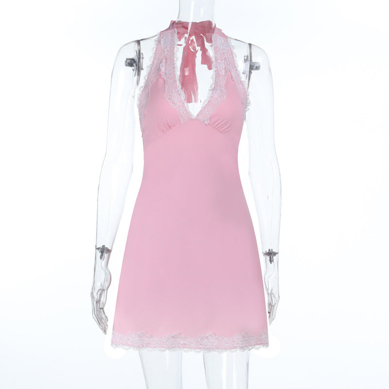 Damen verführerisches Spitzen-Halterkleid Drune