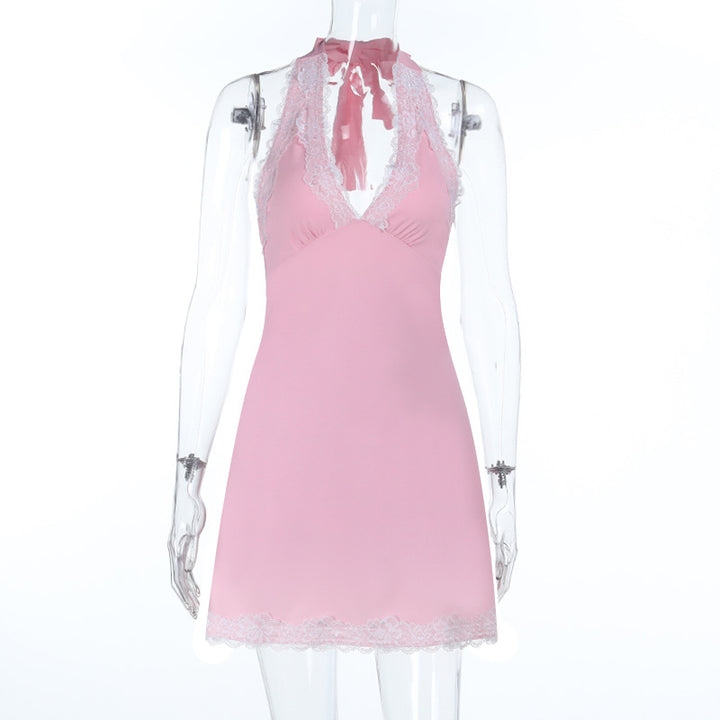 Damen verführerisches Spitzen-Halterkleid Drune