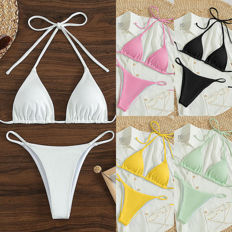 Damen Triangel-Bikini mit feiner Rippstruktur Drune