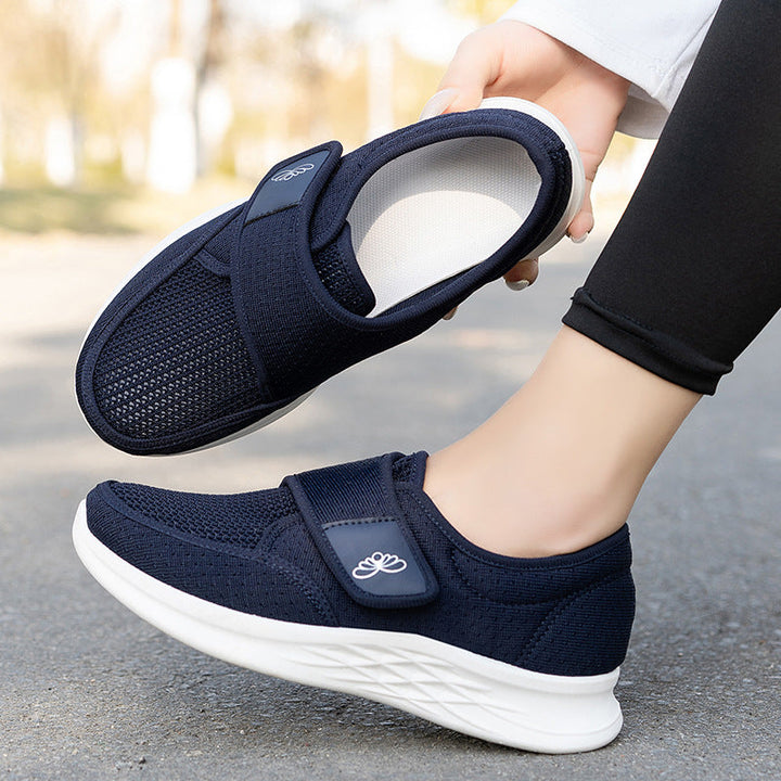 Damen sportliche und atmungsaktive Slipper mit Klettverschluss Drune