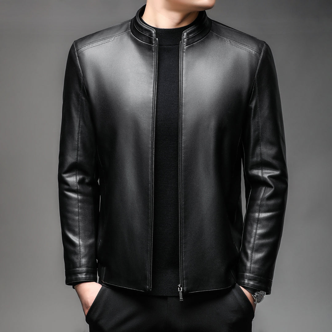 Herren Lederblouson mit weichem Fellfutter und Stehkragen Drune