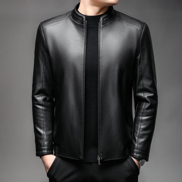 Herren Lederblouson mit weichem Fellfutter und Stehkragen Drune