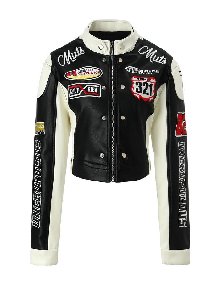 Damen Sportliche Lederjacke Drune