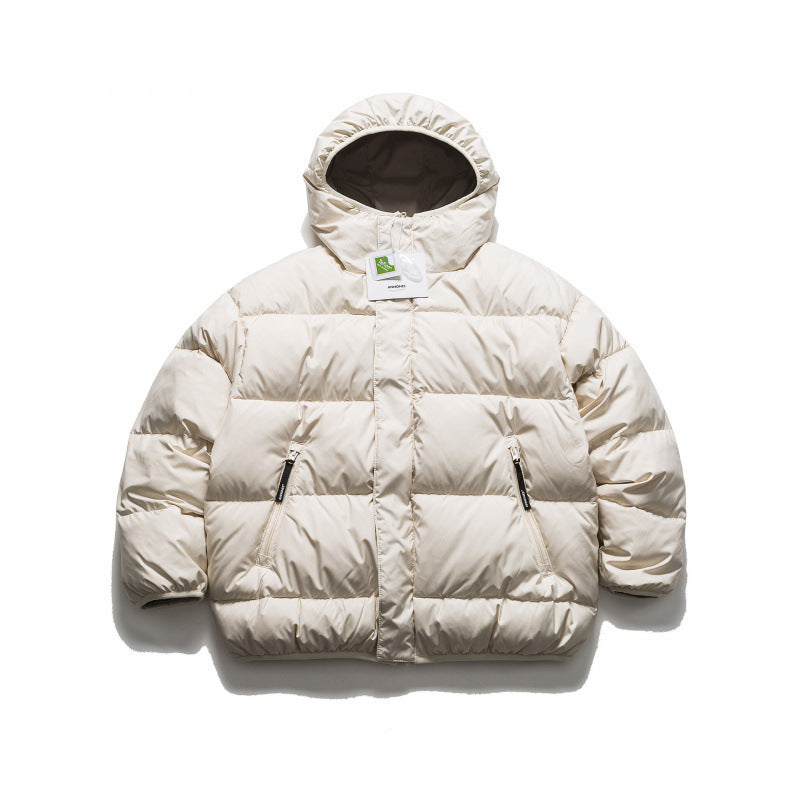 Unisex Kurze Boxy‑Pufferjacke mit voluminöser Kapuze, verdeckter Frontblende und Reißverschlusstaschen Drune