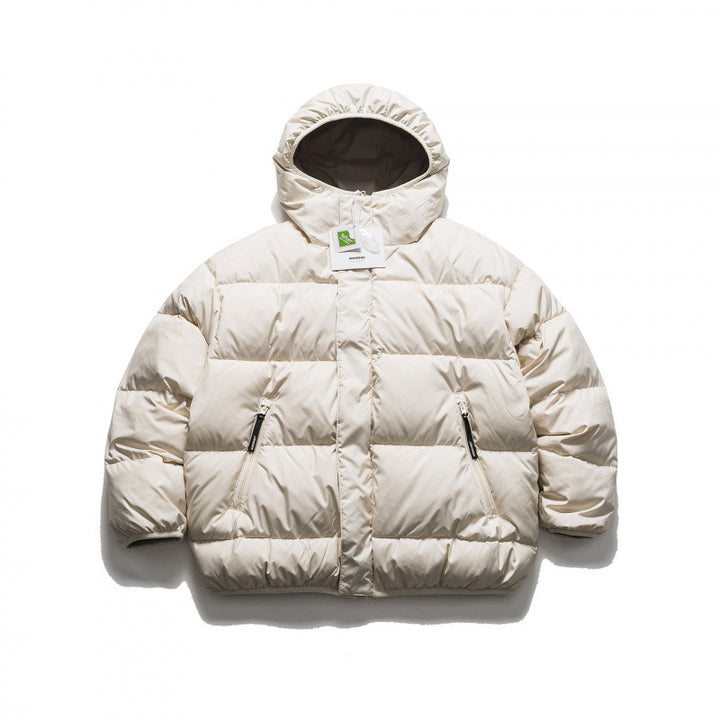 Unisex Kurze Boxy‑Pufferjacke mit voluminöser Kapuze, verdeckter Frontblende und Reißverschlusstaschen Drune