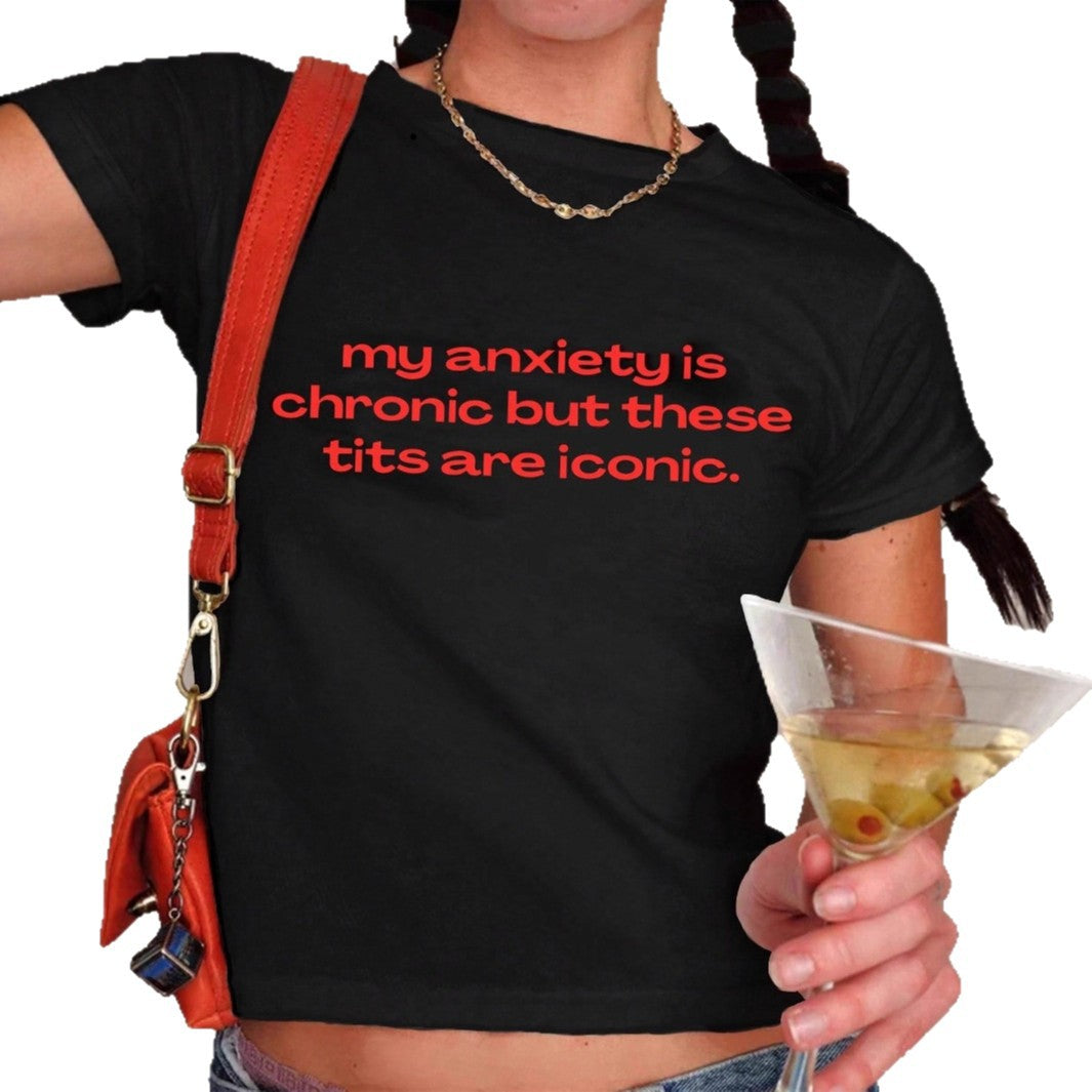 Damen Crop-T-Shirt mit inspirierendem Schriftzug und figurbetontem Schnitt Drune
