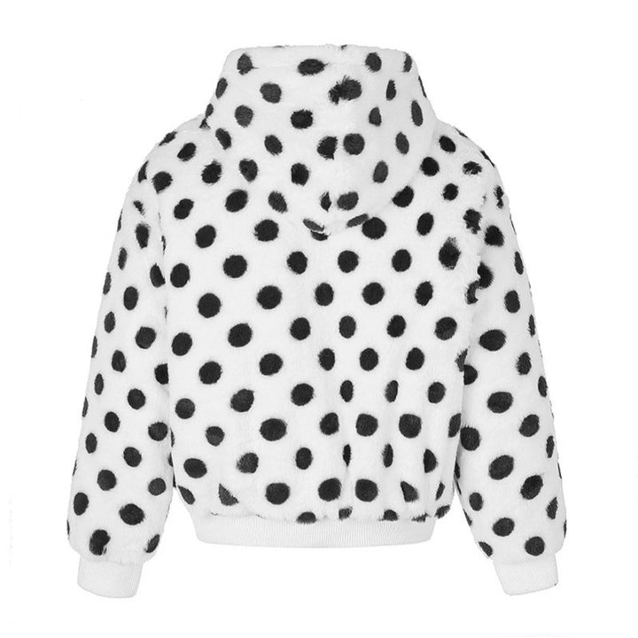 Damen Kapuzen-Fleecejacke im Bomberstil mit Polka‑Dot und dekorativen Froschknopf-Details Drune