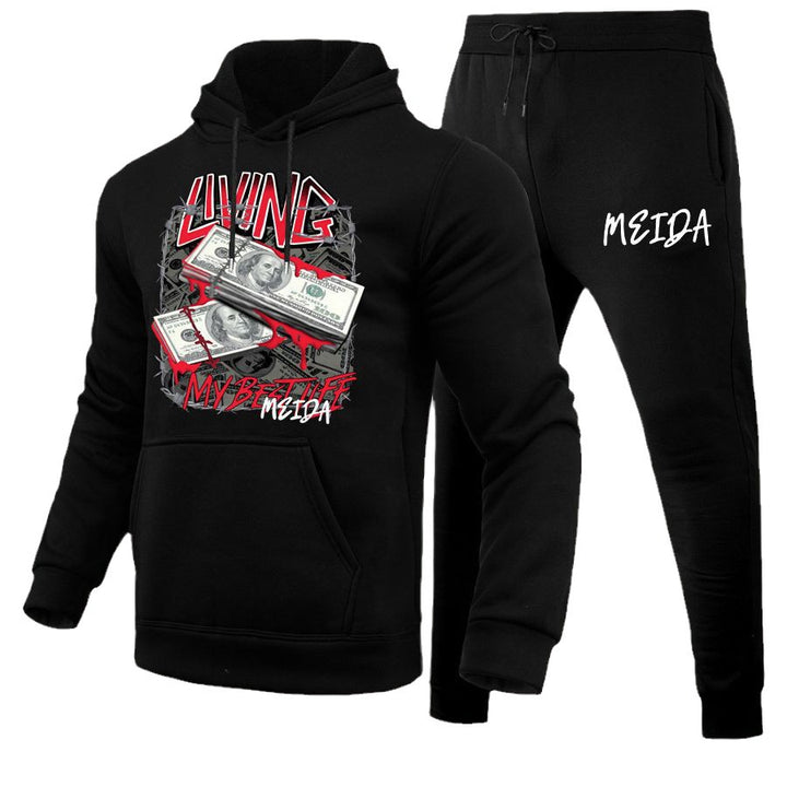 Damen Sportliches Hoodie und Jogginghose Set mit kreativem Druck Drune