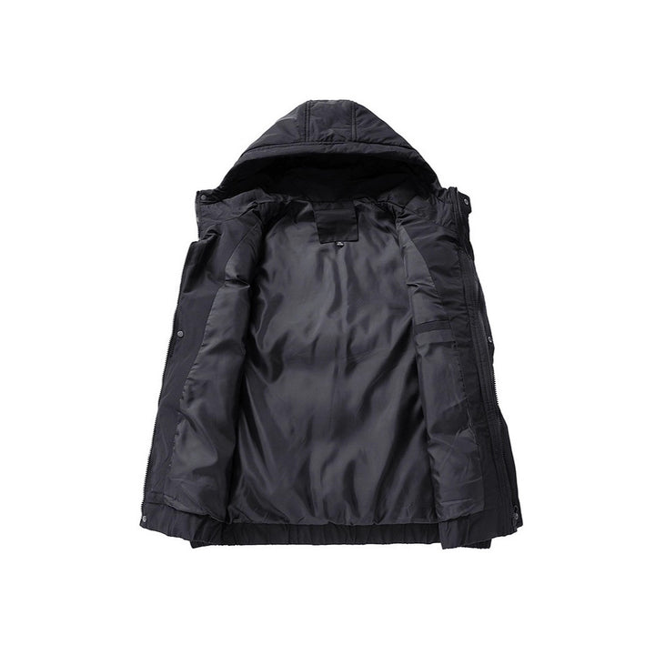 Herren Gesteppte Outdoor-Weste mit Kapuze, Cargo-Taschen und verstellbarem Saum Drune
