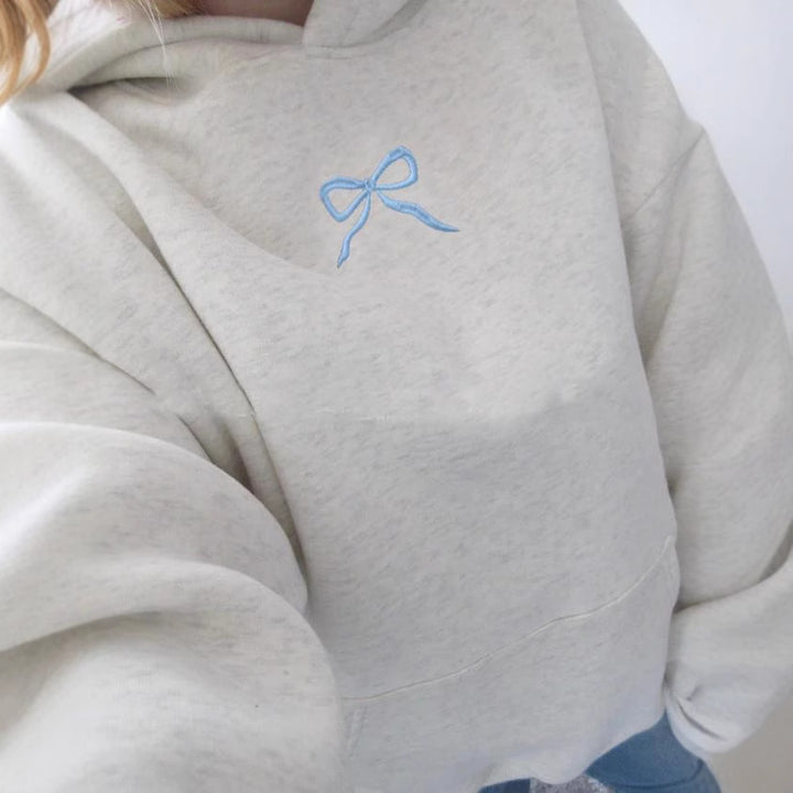 Damen-Hoodie mit floralem Stickdesign und bedrucktem Kapuzenfutter Drune
