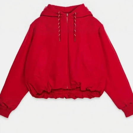 Damen Kurze Outdoor‑Blousonjacke mit hohem Stehkragen, Kordelzug und Gummizugsaum Drune