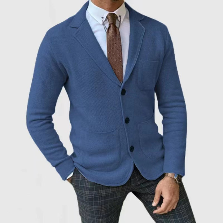 Herren nan eleganter Strickblazer mit Sakko-Kragen und aufgesetzten Taschen Drune