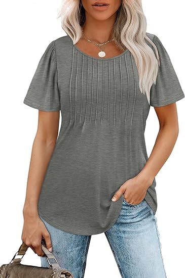 Damen Sommer T-Shirt mit Falten-Design Drune