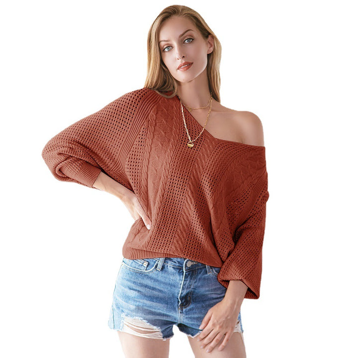 Damen Grobstrickpullover mit Off-Shoulder-Design und Struktur Drune