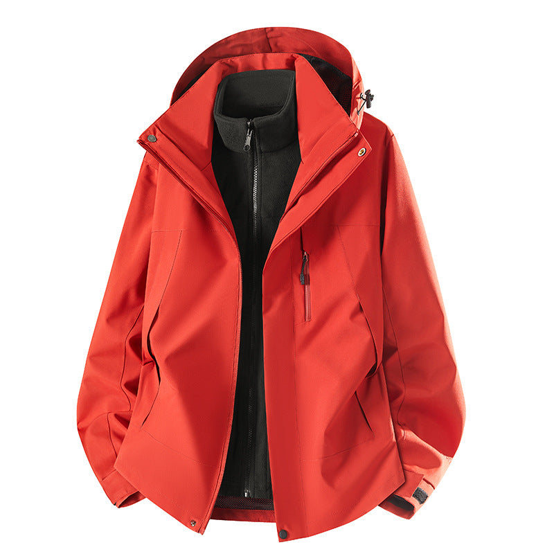 Herren zweiteilige Softshelljacke mit herausnehmbarer Fleece-Innenjacke, verstellbarer Kapuze und wasserabweisender Membran Drune