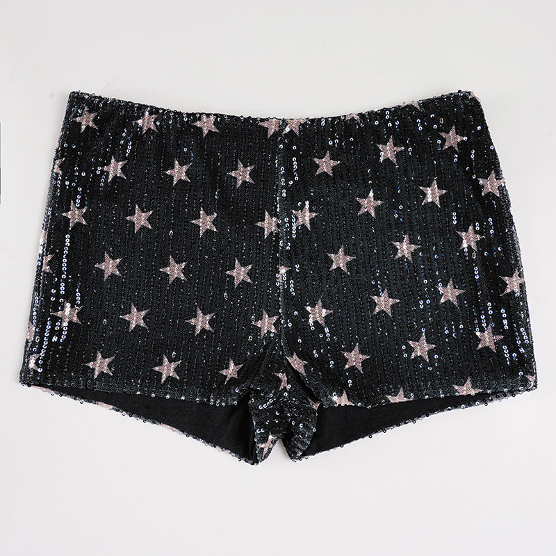 Damen Minirock mit glitzerndem Polka-Dot-Muster und elastischem Bund Drune