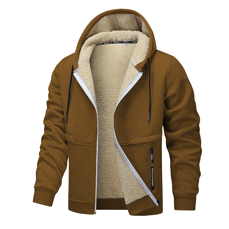 Herren Warme Kapuzenjacke mit Fleece-Innenfutter Drune
