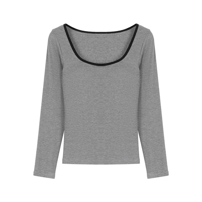 Damen Langarmshirt mit kontrastierendem Ausschnitt Drune