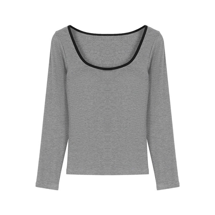 Damen Langarmshirt mit kontrastierendem Ausschnitt Drune