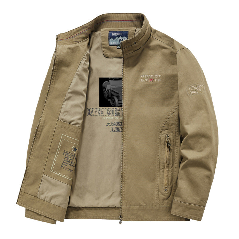 Herren Casual Kurzjacke im Harrington-Stil mit Stehkragen und Innentasche Drune