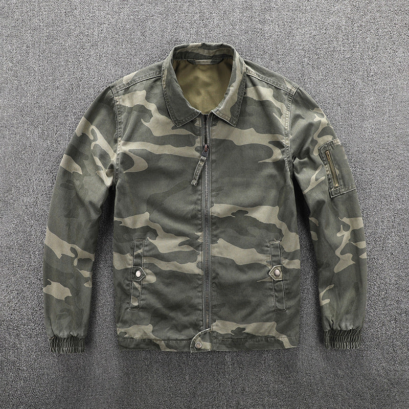 Herren Utility-Blouson im Camouflage-Muster mit Reißverschluss und Armzippertasche Drune