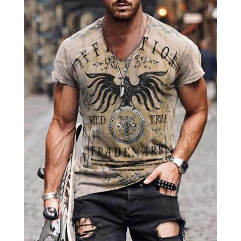Herren T-Shirt mit urbanem Vintage-Design und beeindruckendem Adlermotiv Drune