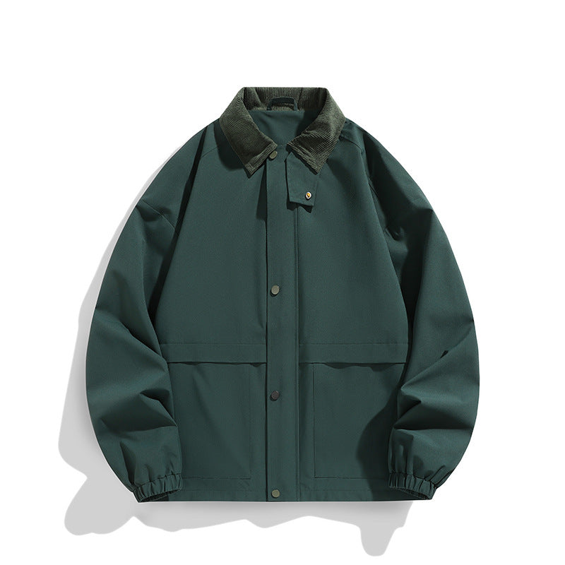 Herren Oversize-Utility-Jacke mit Cordkragen und Druckknopffront Drune
