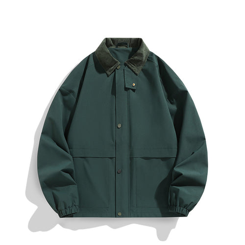 Herren Oversize-Utility-Jacke mit Cordkragen und Druckknopffront Drune