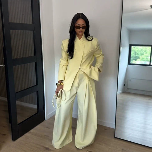 Damen Zweiteiliges Oversize-Sakko mit Stehkragen und weite Bundfaltenhose Drune